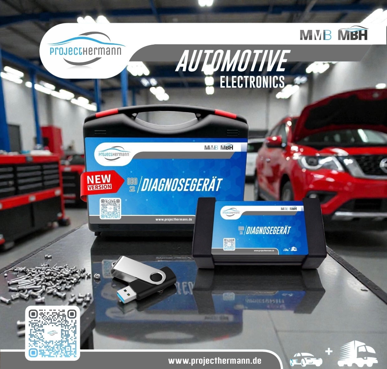 PROFI OBD2 Bluetooth Diagnosegerät + Koffer + Kabelsatz