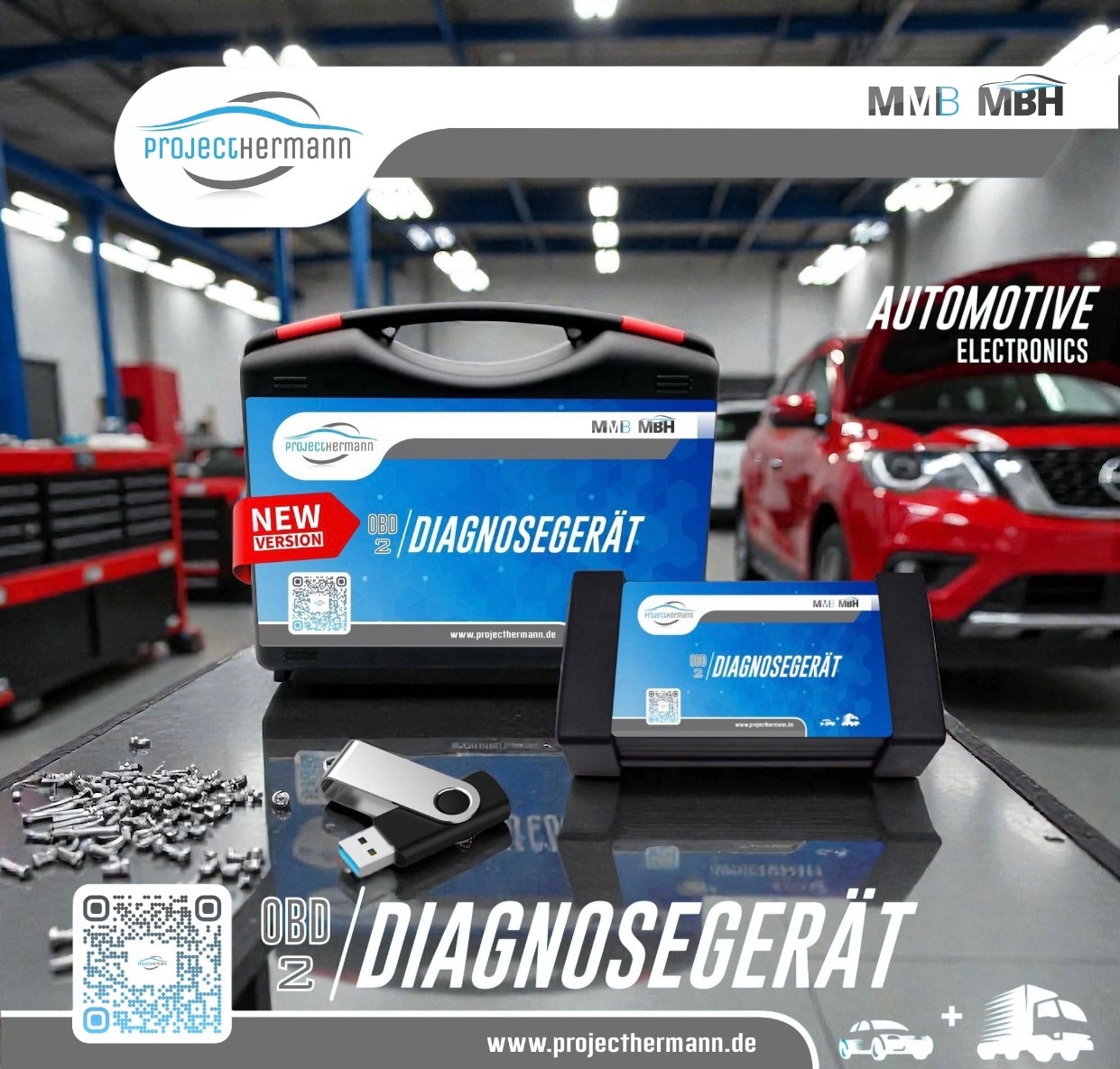 PROFI OBD2 Bluetooth Diagnosegerät + Koffer + Kabelsatz
