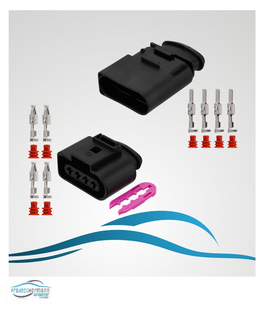 Buchse + Stecker 4-polig Reparatursatz 1J0973724 / 1J0973824 für VW AUDI SKODA